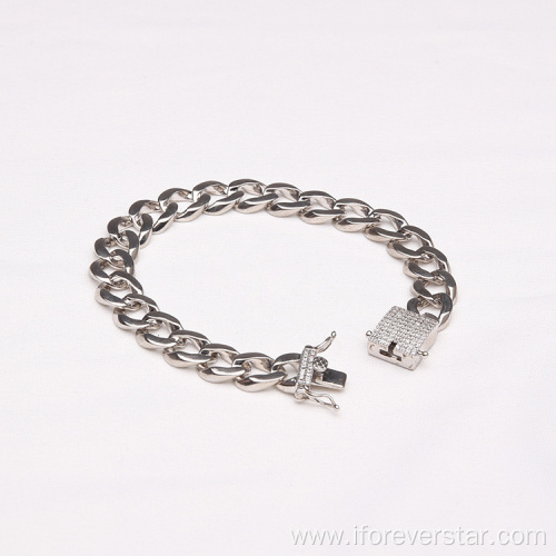 sterling silver 10mm width curb cuban link bracelets